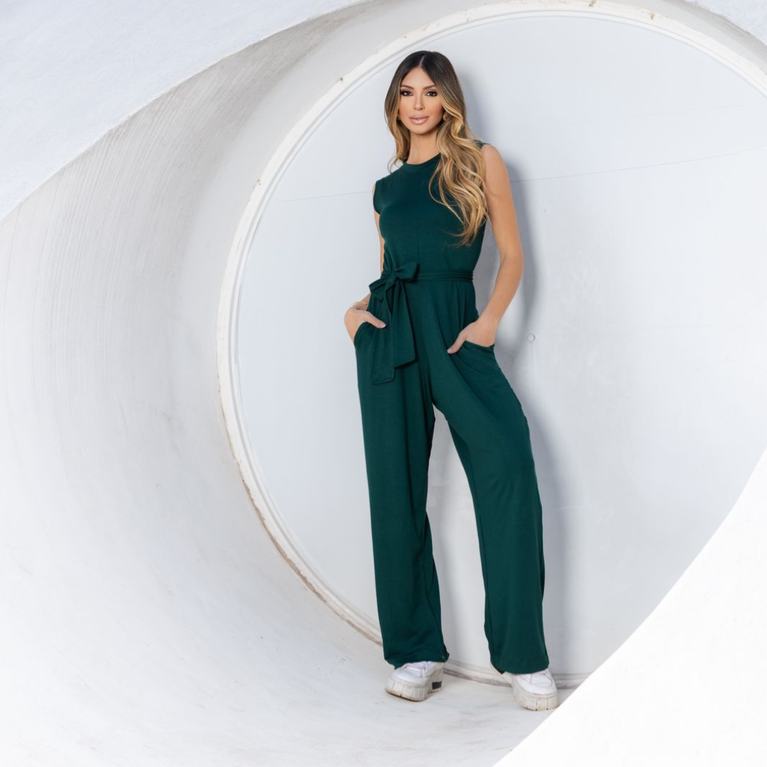 Macacão Moletinho Fluido Sem manga Gênova Verde