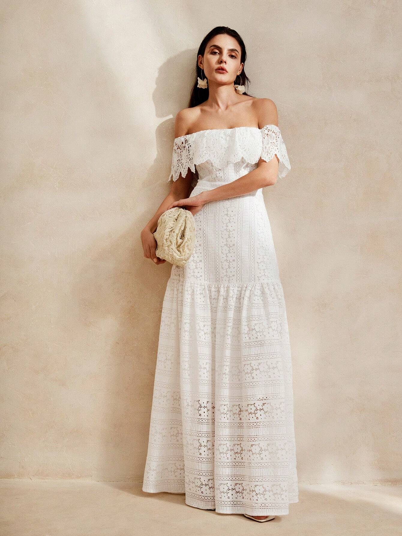 Versalhes - Vestido de Renda com Babados e Cintura Franzida (Pronta Entrega)