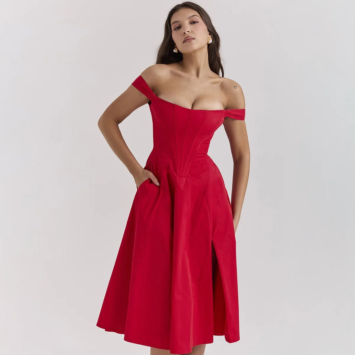 Vestido Midi com Fenda Lateral e Amarração Lyon