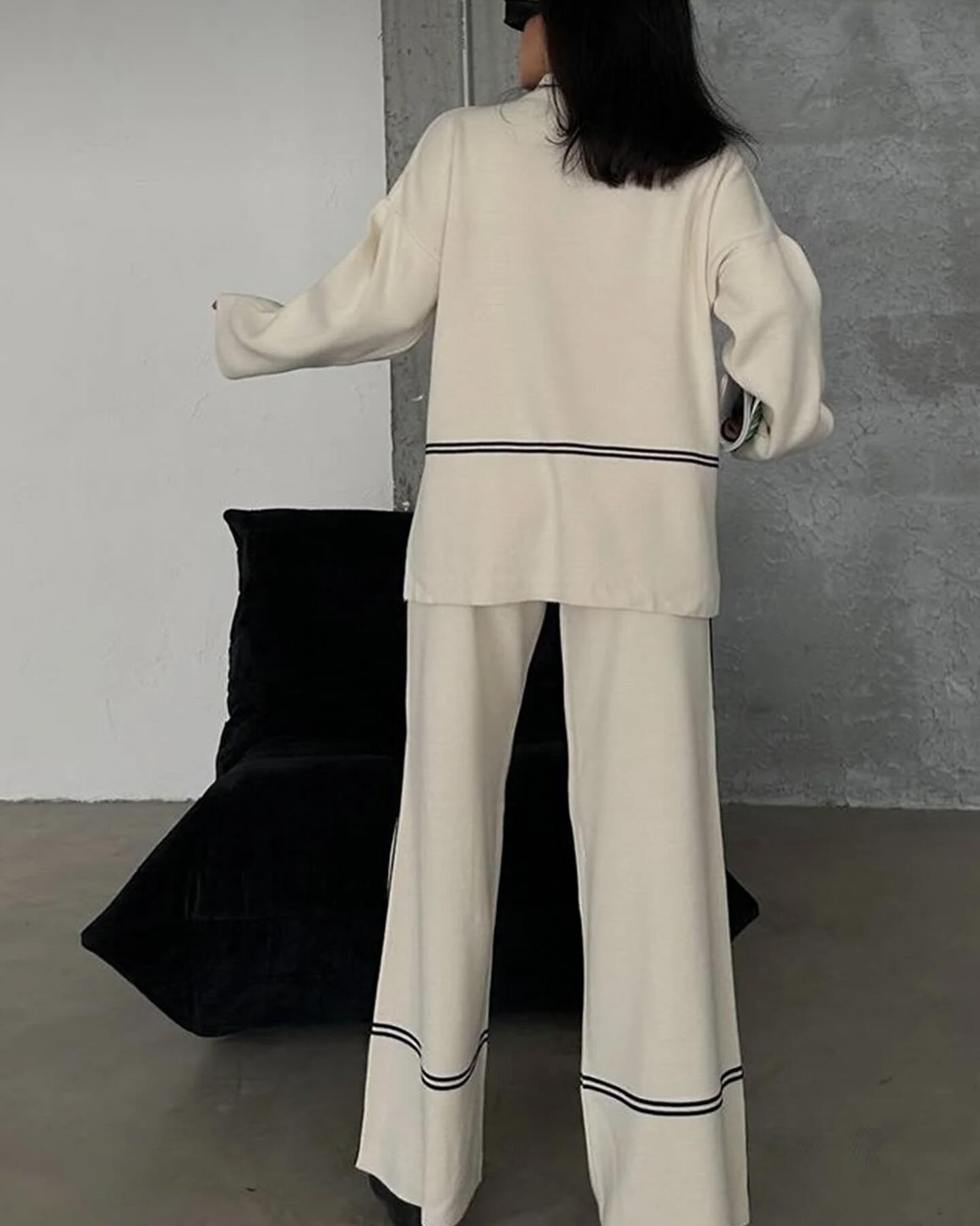 Conjunto de lã macio Calça e Blusa manga longa de gola alta Noruega (Pronta Entrega)
