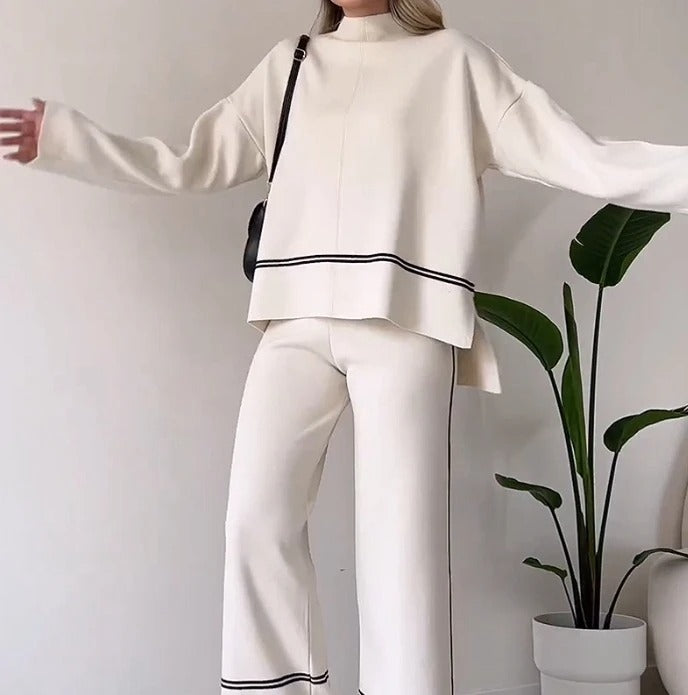 Conjunto de lã macio Calça e Blusa manga longa de gola alta Noruega (Pronta Entrega)