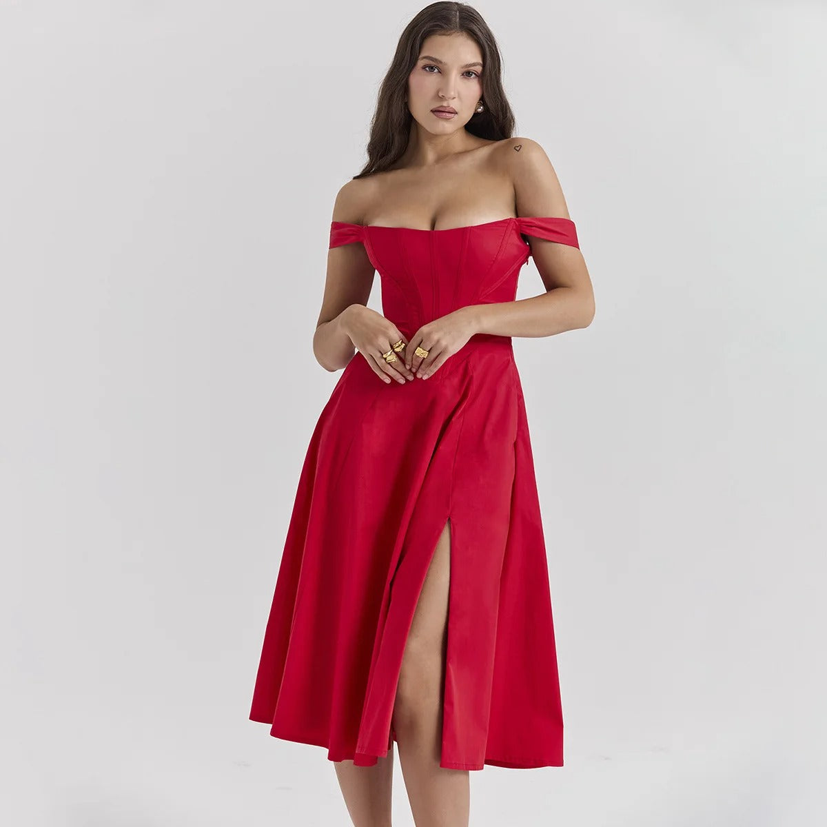 Vestido Midi com Fenda Lateral e Amarração Lyon