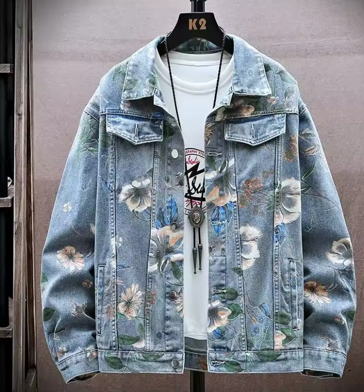 Jaqueta Jeans - Desenhos Florais .