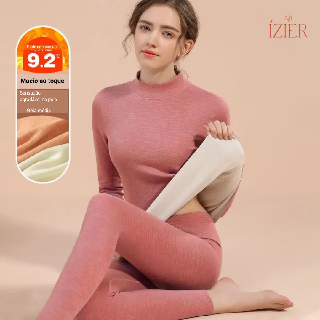Conjunto Térmico para Mulheres, Tecido Base Elástica Grossos de Veludo, Sem Costura, Quente para Inverno