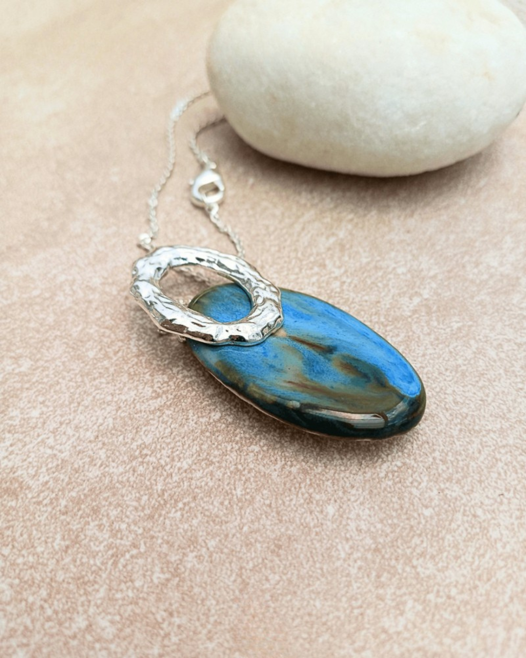 Colar Oceano Azul - Em Cerâmica Artesanal