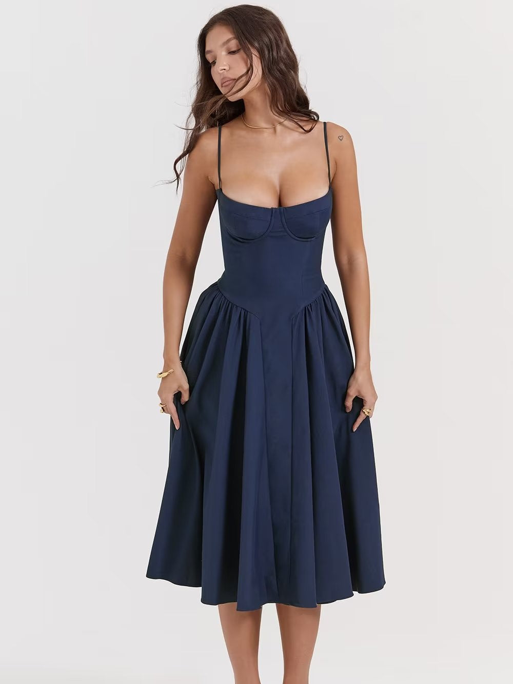 Vestido Midi Meia taça Paris (Pronta Entrega)