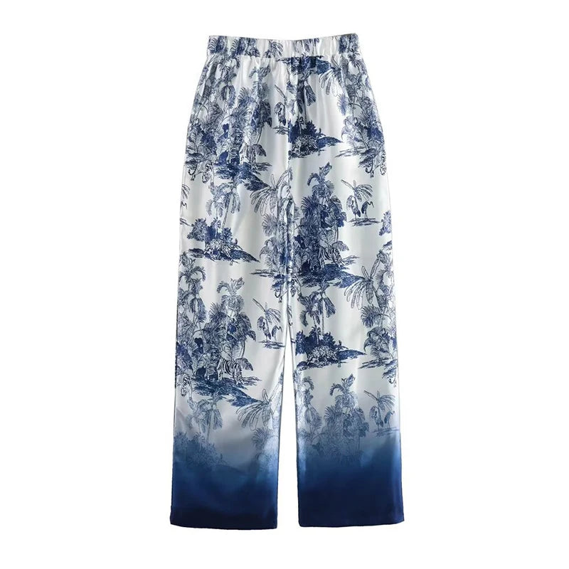 Conjunto de Cetim com Toque de Seda – Estampa Floral Sofisticada