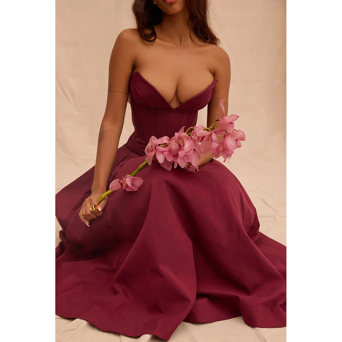 Vestido Longo Elegante com Barbatana e Bolsos Laterais Dublin