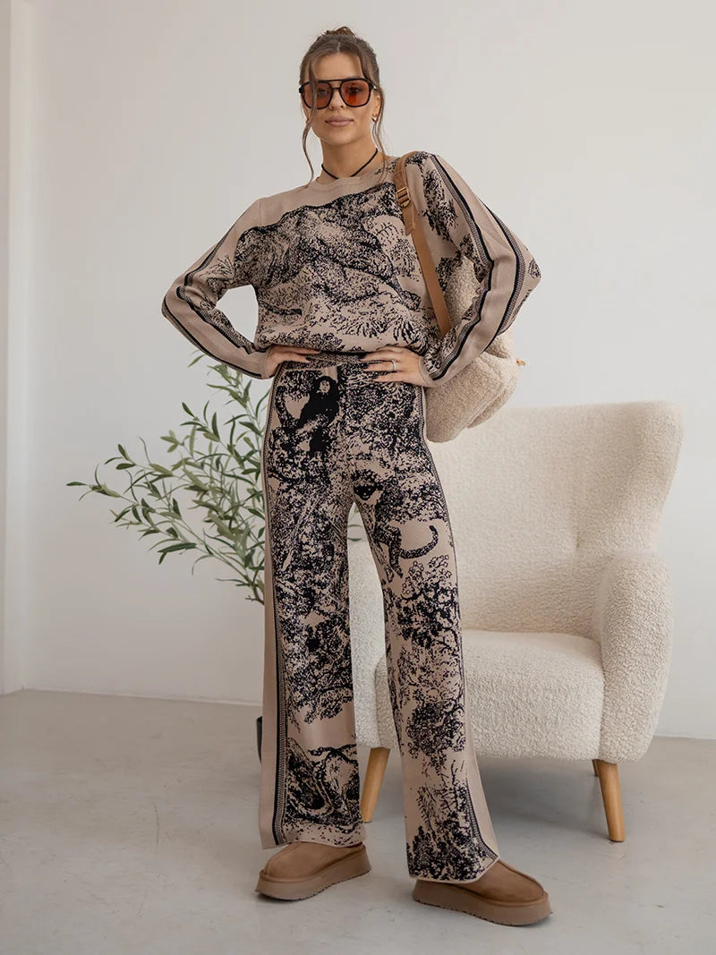 Conjunto Feminino de 2 Peças de Malha Tigre - Magadan