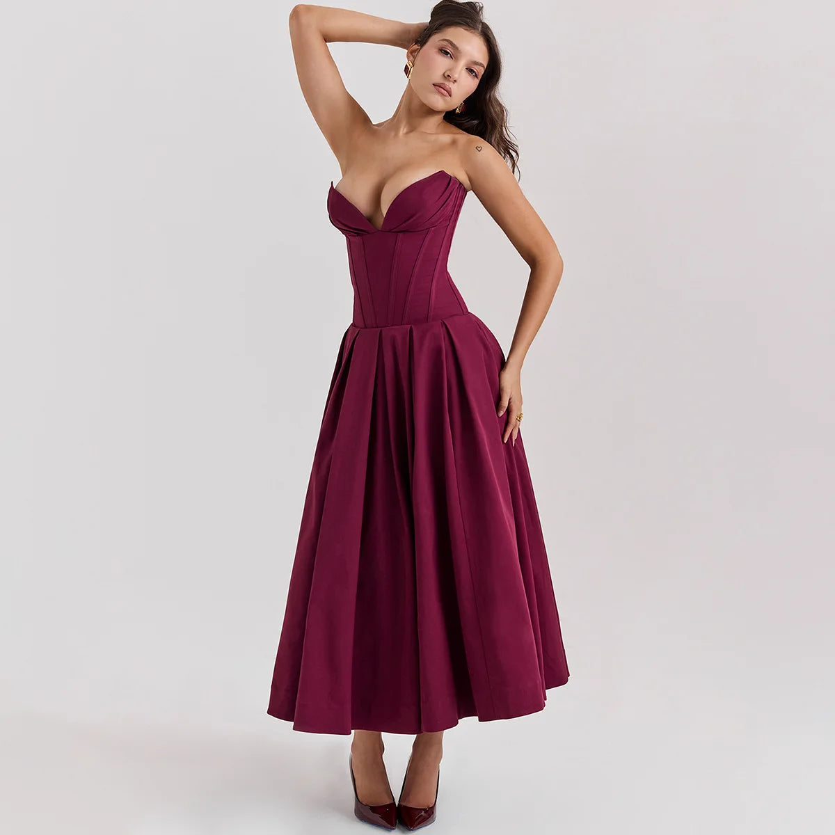 Vestido Longo Elegante com Barbatana e Bolsos Laterais Dublin