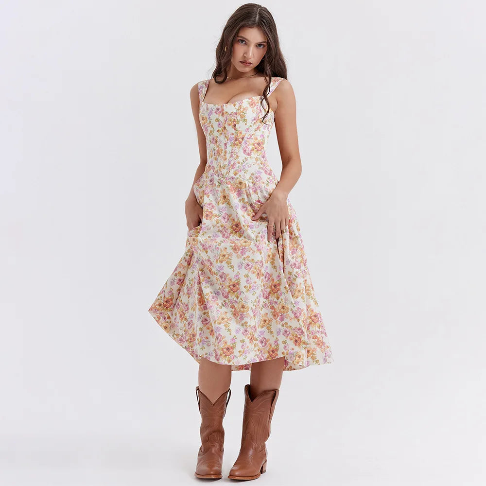 Vestido Midi com Fenda Lateral e Amarração Lyon