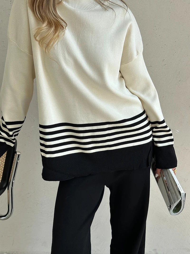Conjunto Listrado de Malha Barentsburg - Elegância e Conforto para o Inverno