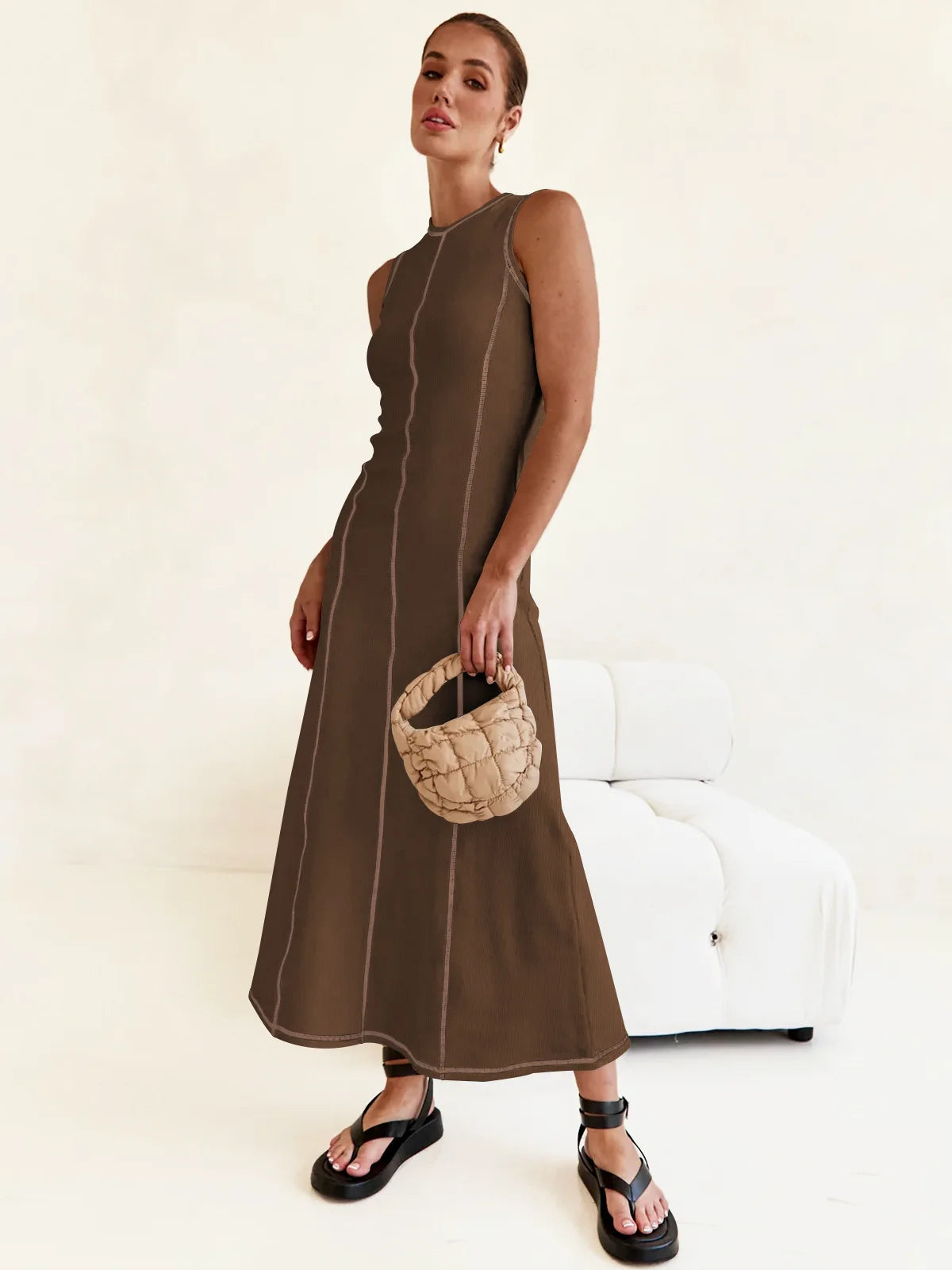 Vestido Tanzânia – Sofisticação e Conforto em Modelagem Midi