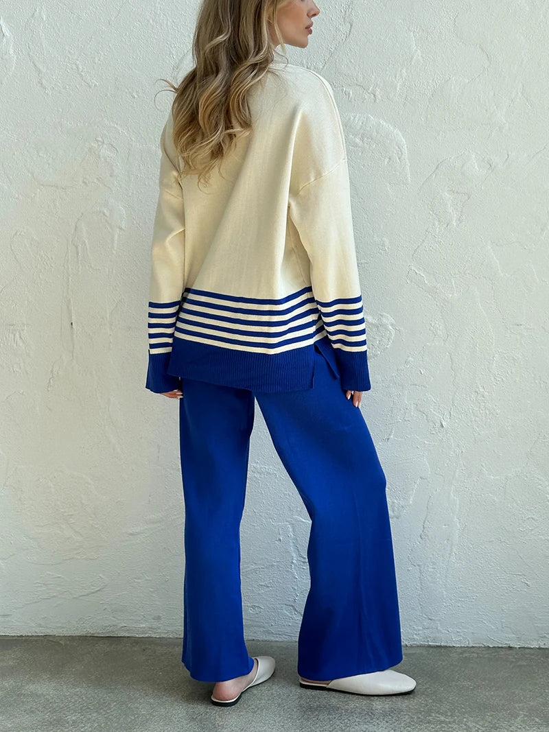 Conjunto Listrado de Malha Barentsburg - Elegância e Conforto para o Inverno