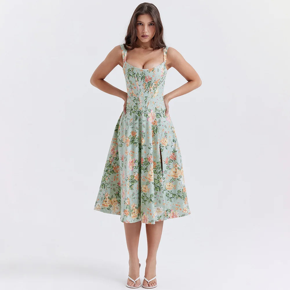 Vestido Midi com Fenda Lateral e Amarração Lyon