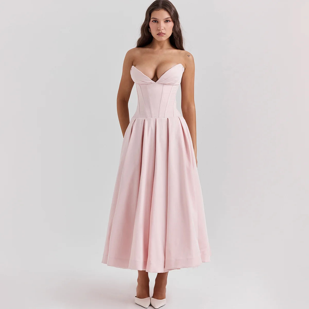 Vestido Longo Elegante com Barbatana e Bolsos Laterais Dublin