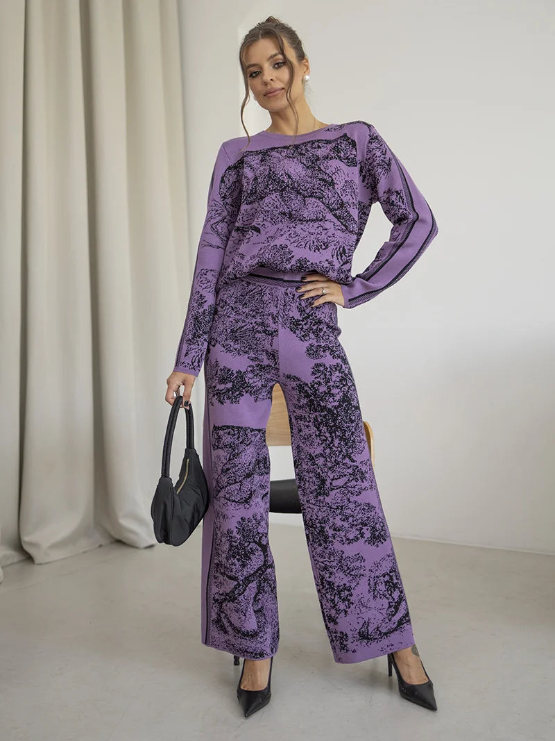 Conjunto Feminino de 2 Peças de Malha Tigre - Magadan