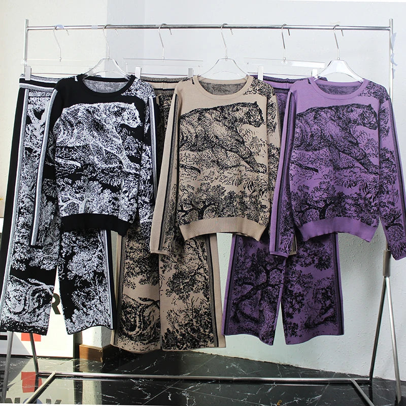 Conjunto Feminino de 2 Peças de Malha Tigre - Magadan