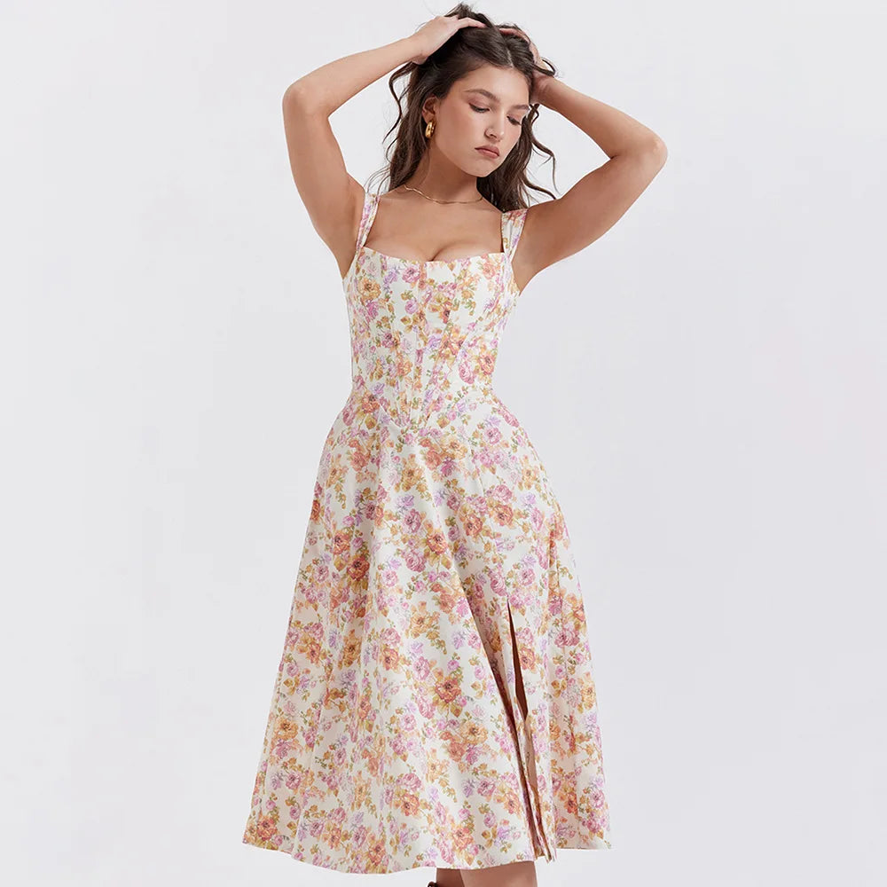 Vestido Midi com Fenda Lateral e Amarração Lyon