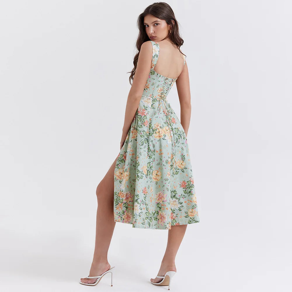Vestido Midi com Fenda Lateral e Amarração Lyon