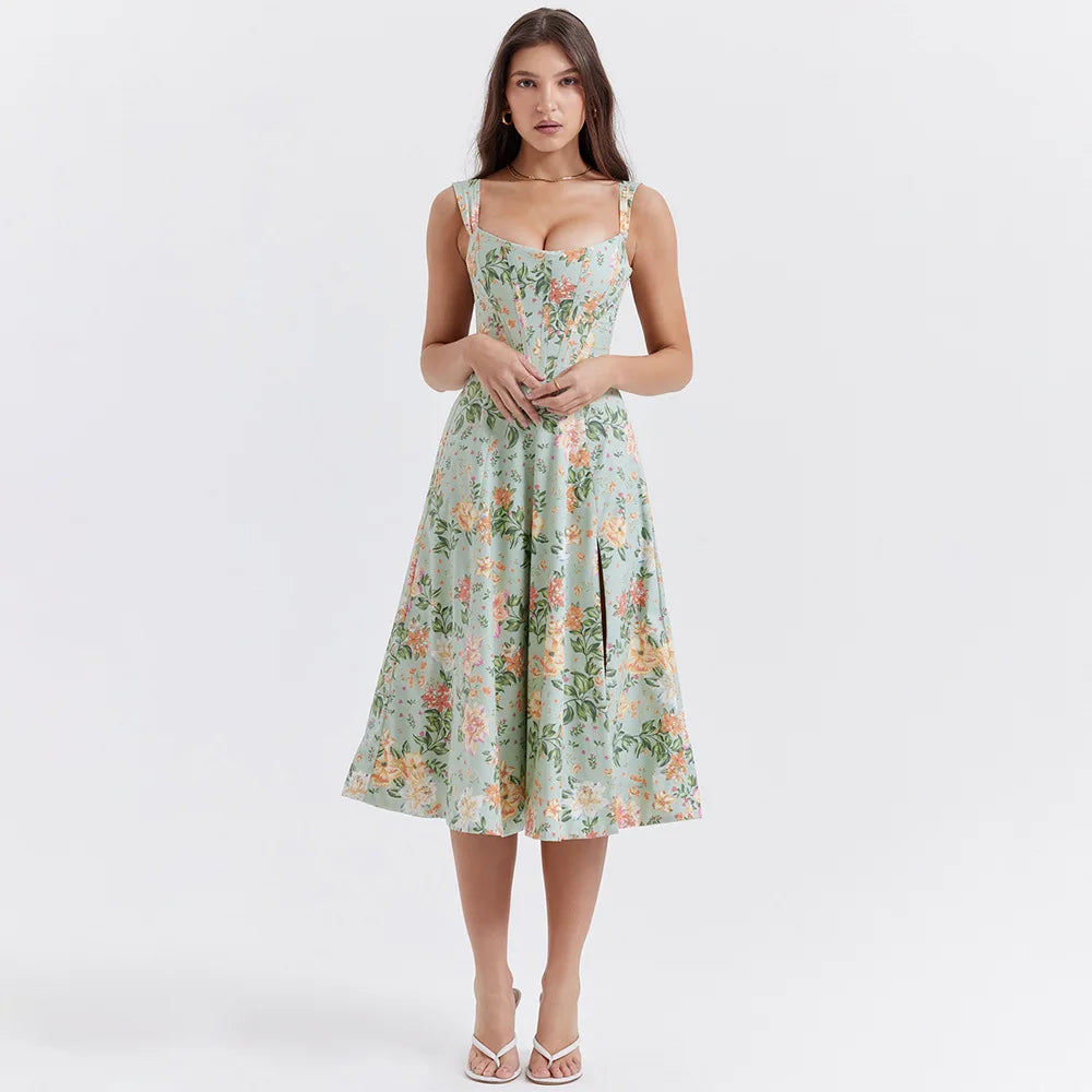 Vestido Midi com Fenda Lateral e Amarração Lyon