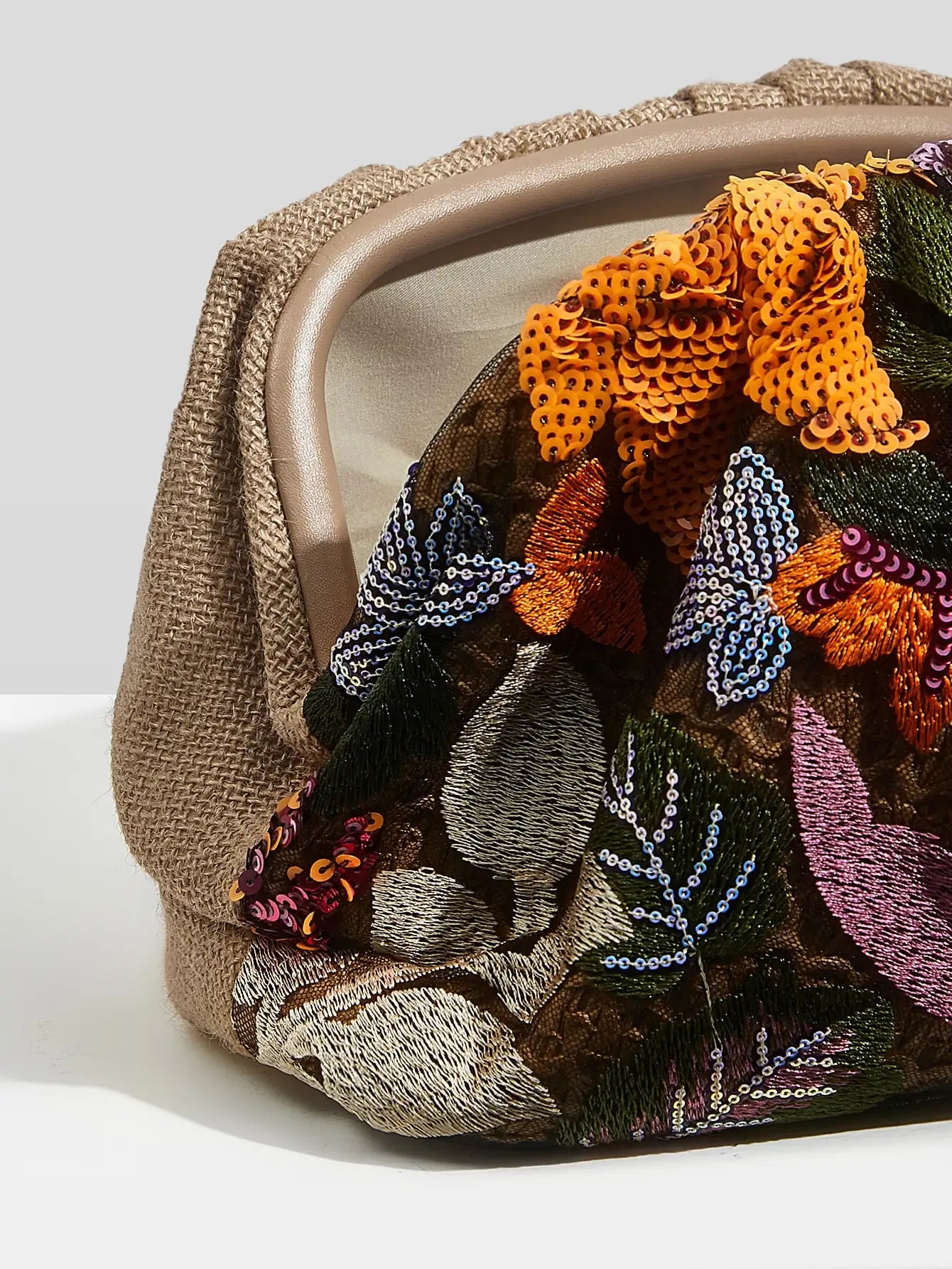 Bolsa Feminina de Mão Clutch Bordada Sem Alça