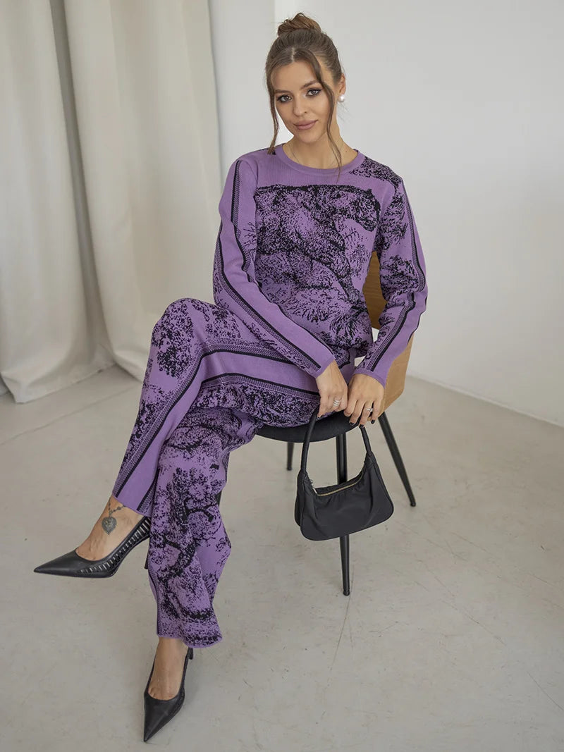Conjunto Feminino de 2 Peças de Malha Tigre - Magadan