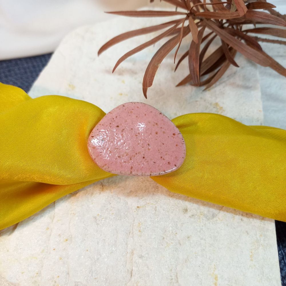 Anel Orgânico Rosa - Em Cerâmica Artesanal