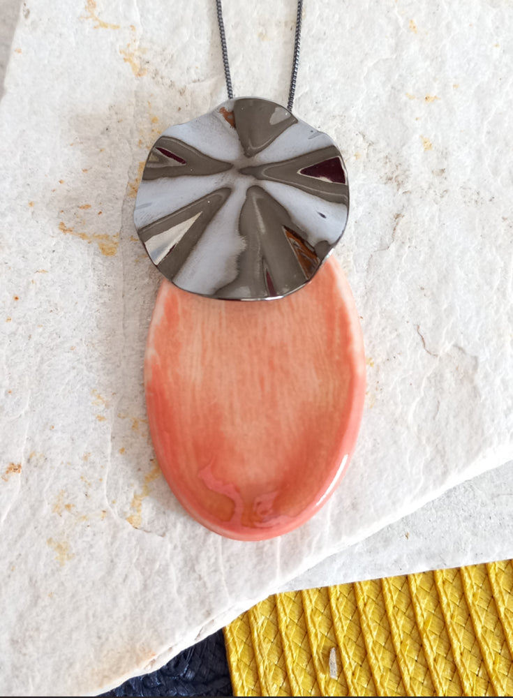 Colar Sol Rosado - Em Cerâmica Artesanal