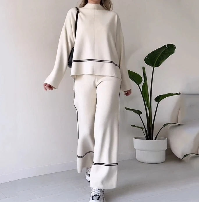 Conjunto de lã macio Calça e Blusa manga longa de gola alta Noruega (Pronta Entrega)