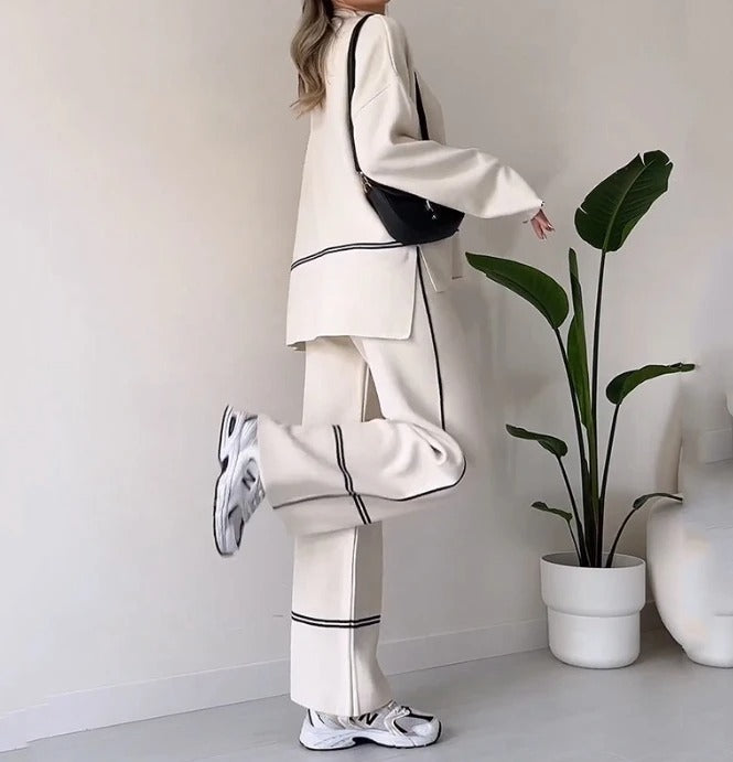 Conjunto de lã macio Calça e Blusa manga longa de gola alta Noruega (Pronta Entrega)