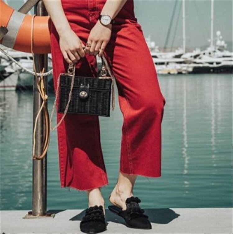 Bolsa de mão e ombro rattan Baú