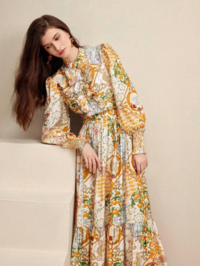 Lyon - Camisa Francesa Elegante de Florzinha com Manga Longa e Babado