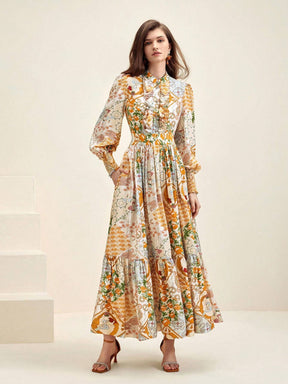 Lyon - Camisa Francesa Elegante de Florzinha com Manga Longa e Babado
