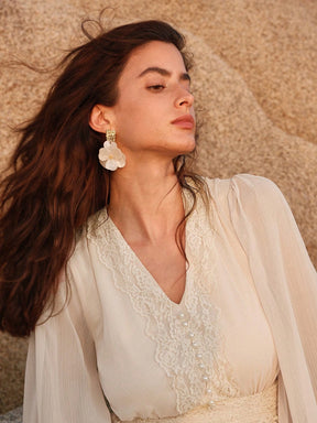 Colmar - Vestido de Chiffon com Detalhes em Renda Francesa