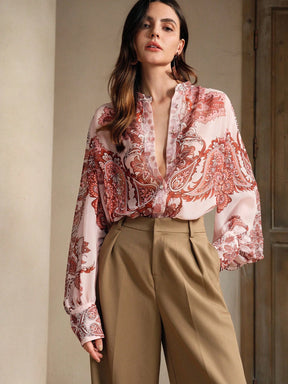 Macau - Camisa de Mangas Compridas com Botões Estampada Paisley