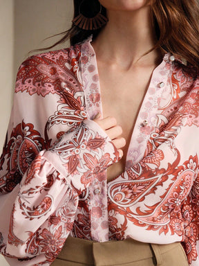 Macau - Camisa de Mangas Compridas com Botões Estampada Paisley