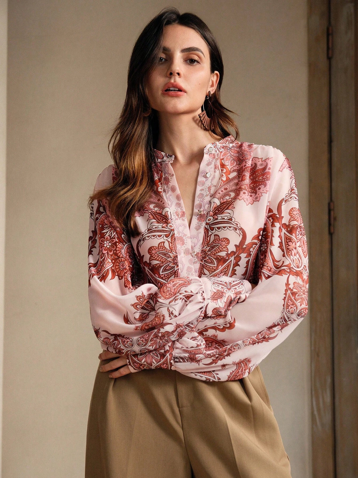 Macau - Camisa de Mangas Compridas com Botões Estampada Paisley