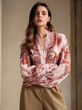 Macau - Camisa de Mangas Compridas com Botões Estampada Paisley