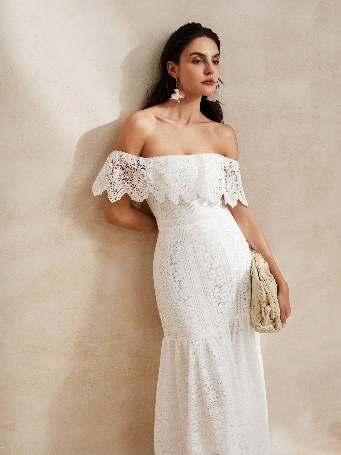 Versalhes - Vestido de Renda com Babados e Cintura Franzida (Pronta Entrega)