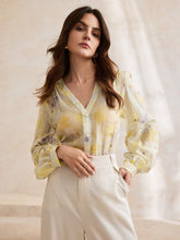 Déli - Camisa amarela simples de tie-dye