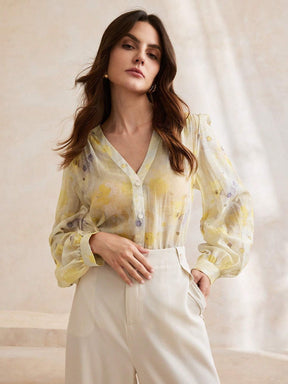Déli - Camisa amarela simples de tie-dye