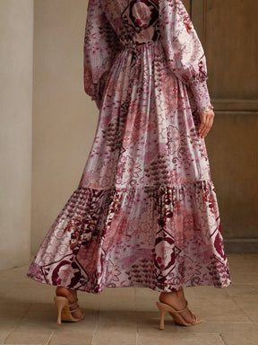 Antália - Saia Maxi Solta com Estampa Romântica e Elegante
