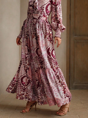 Antália - Saia Maxi Solta com Estampa Romântica e Elegante