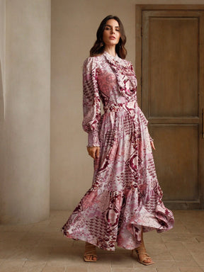 Antália - Saia Maxi Solta com Estampa Romântica e Elegante