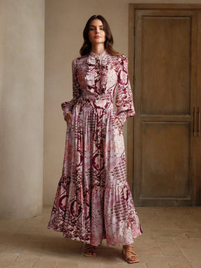 Antália - Saia Maxi Solta com Estampa Romântica e Elegante