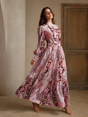 Antália - Saia Maxi Solta com Estampa Romântica e Elegante