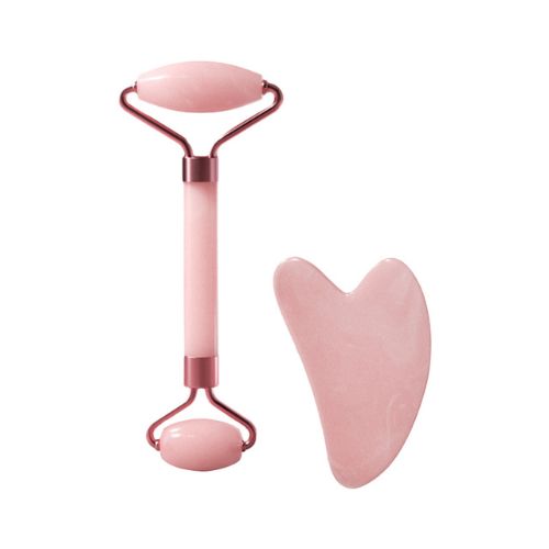 BRINDE - Kit Amor-Próprio Ízier – Quartzo Rosa (Rolo + Gua Sha)