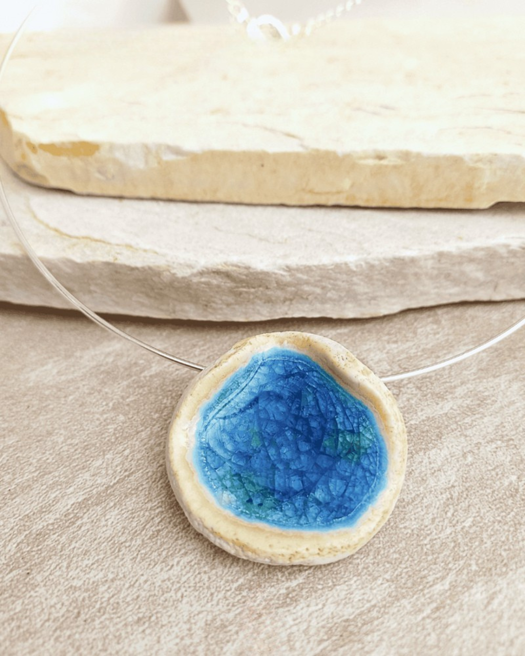 Choker Cristal Azul - Em Cerâmica Artesanal