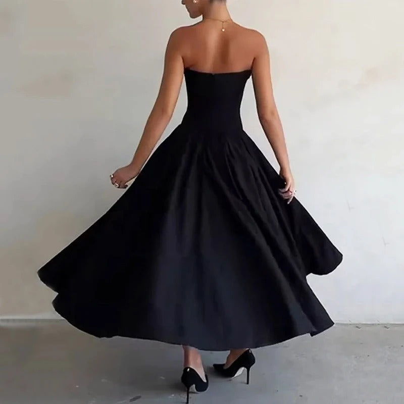 Vestido Longo Elegante com Barbatana e Bolsos Laterais Dublin